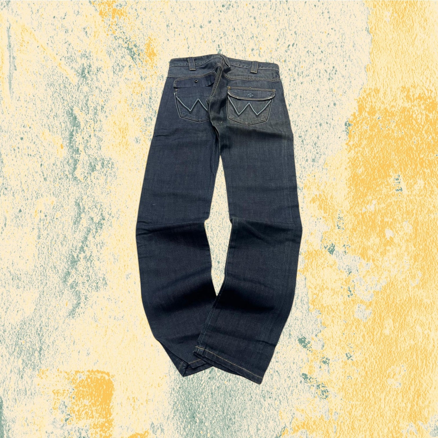 Denim Jeans Dark Blue Wrangler Low Waist Straight Fit (S)