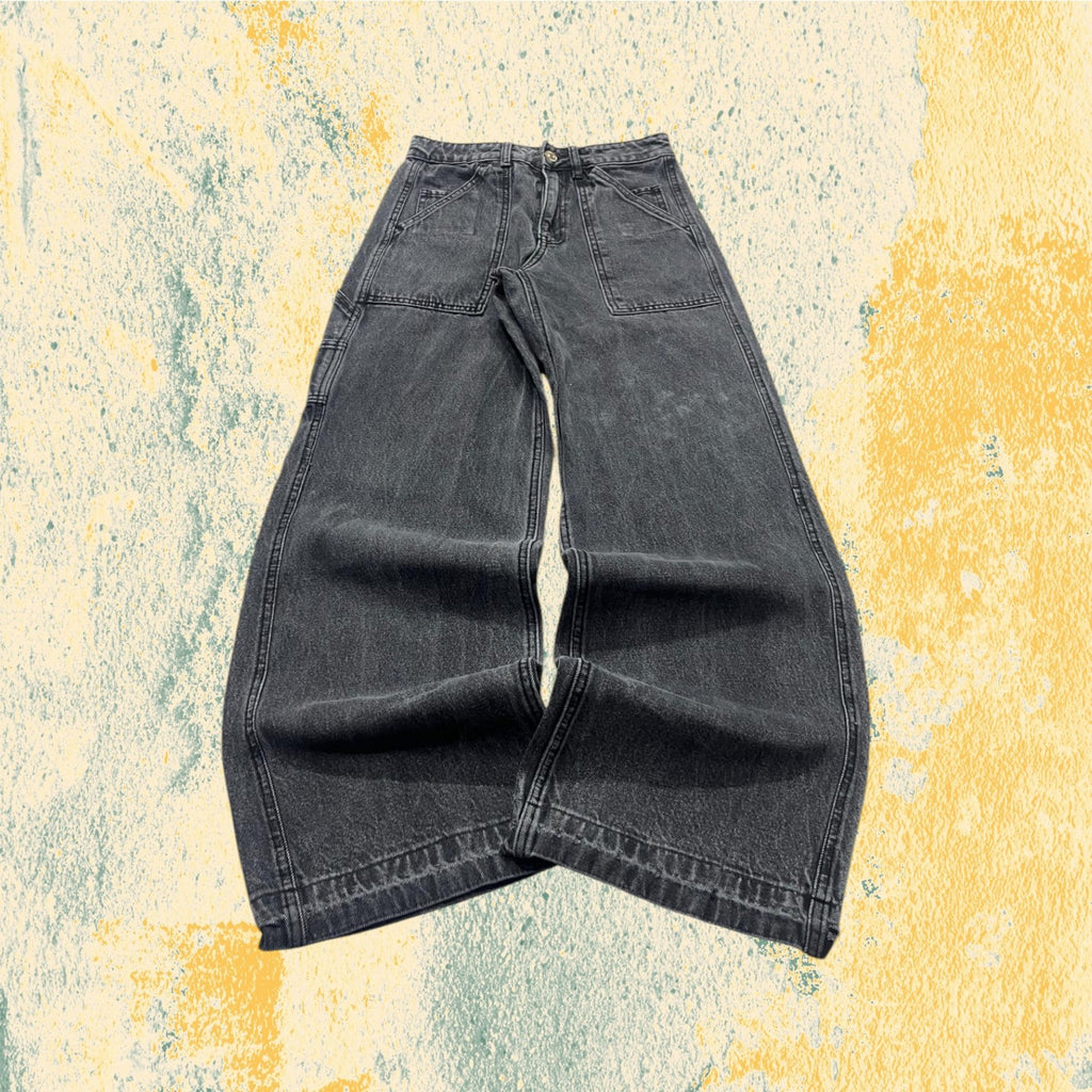 Denim Jeans Super Baggy Fit Black / Grey (XS)