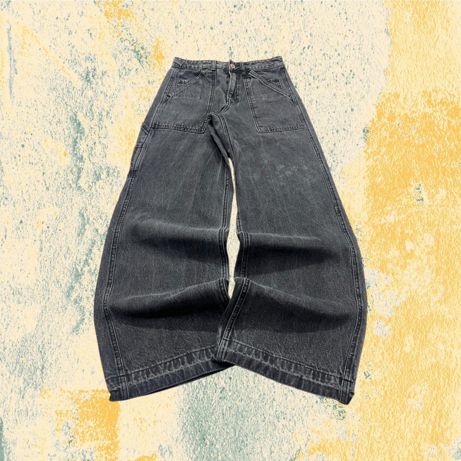 Denim Jeans Super Baggy Fit Black / Grey (XS)