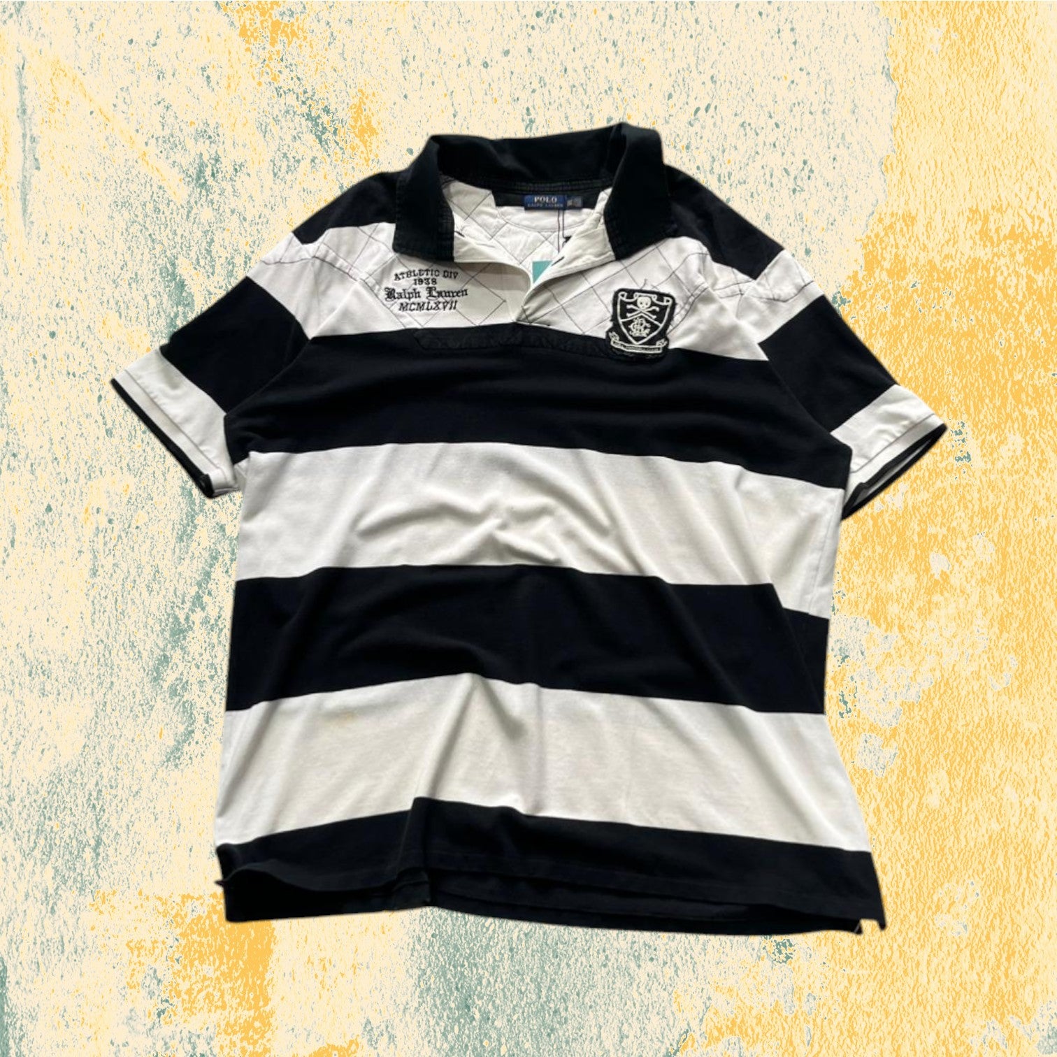 Polo Ralph Lauren Embroidered a Righe Nera e Bianca (XXL)