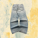 Denim FishBone Super Baggy Fit Light Blue Embroidered Sfrangiato (S)