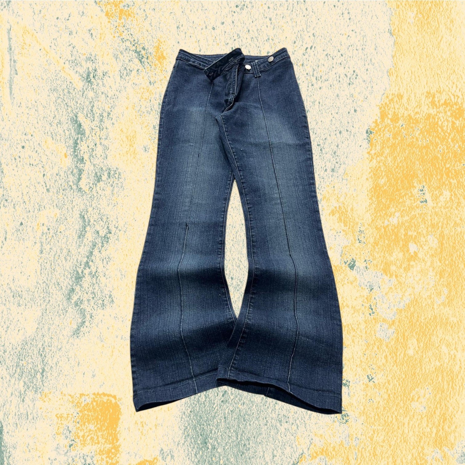 Denim Jeans BootCut Da Donna Blu Wash Flare Fit Low Waist Y2K (S)