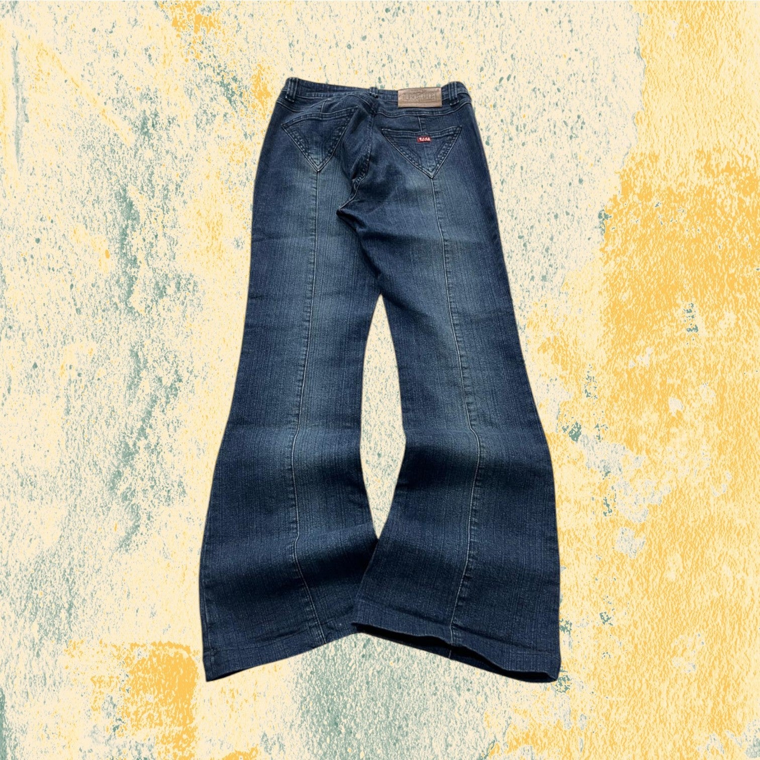 Denim Jeans BootCut Da Donna Blu Wash Flare Fit Low Waist Y2K (S)