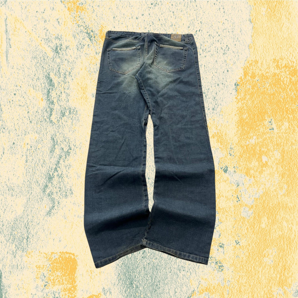 Denim Jeans Stone Wash Baggy Fit Straight Particular Vintage Piece (L)