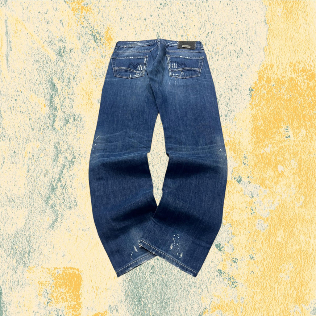 Denim Jeans Straight Fit Vintage con Rotture Painted (XL)