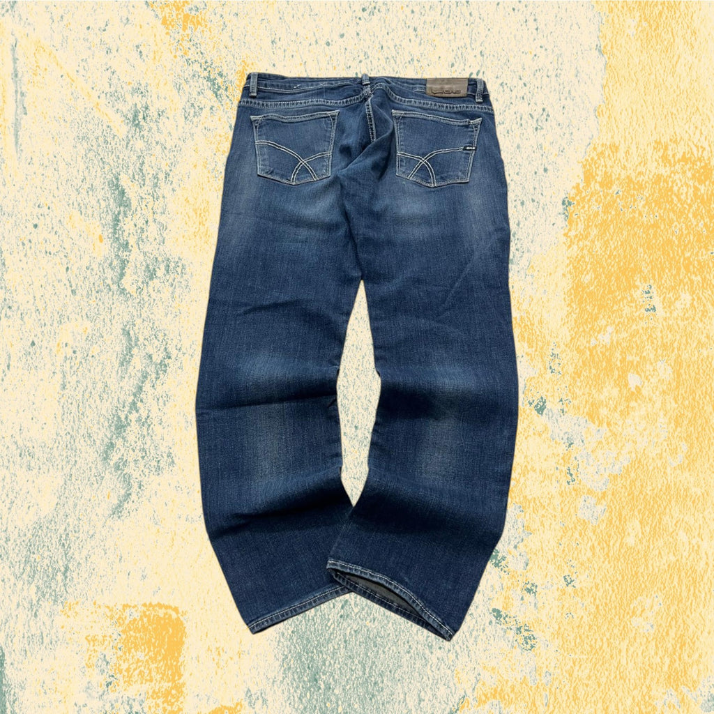Denim Jeans Gas Slim Skinny Fit Blu Wash con Rotture (XL)