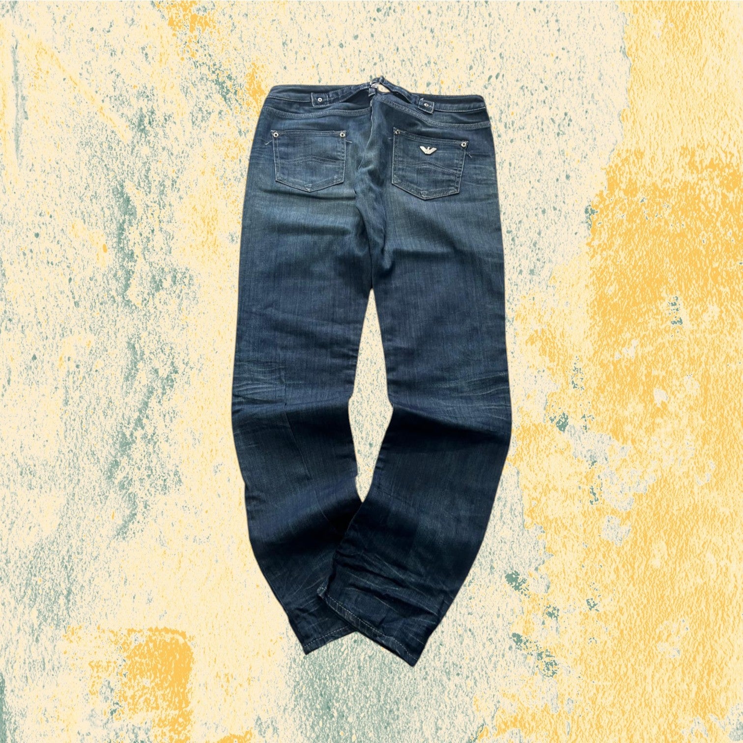 Denim Jeans Armani Blu Wash Low Waist con Cinturino Posteriore (S)