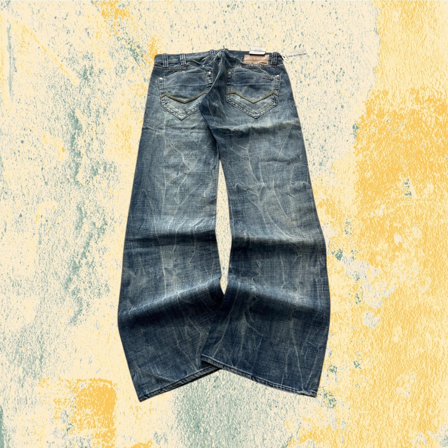 Denim Energie Washed Marmorizzato Baggy Fit Flare (M)