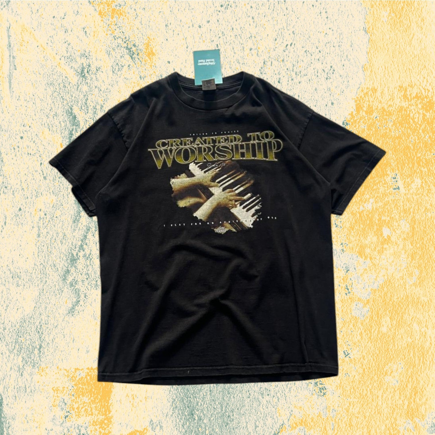 T-Shirt "Created to Worship" Vintage Printed Tee American Style (XL)