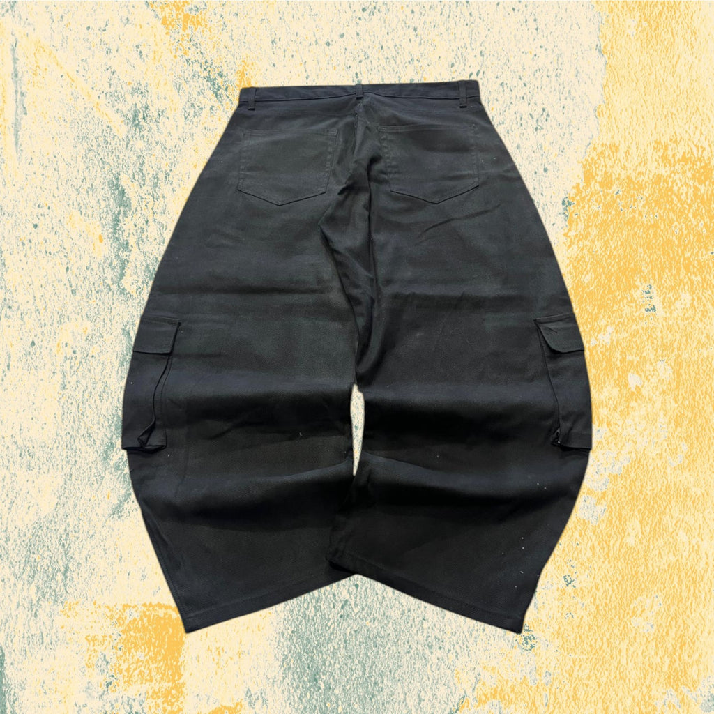 Super Baggy Balloon Pants Cargo Cerati Nero Semplice (L)