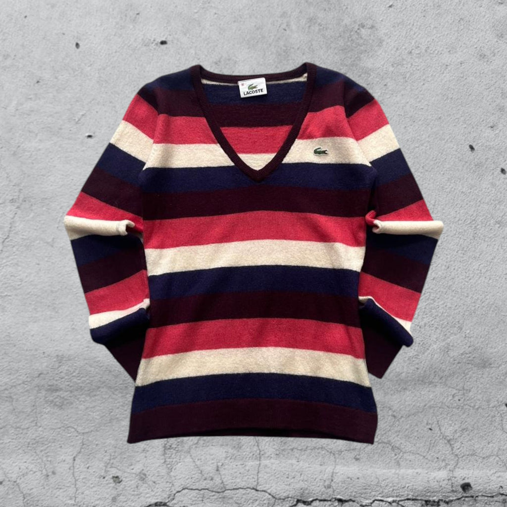 Maglioncino a righe scollo a V Lacoste  (XS)