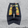 Raw Denim Jeans Evisu Embroidered Baggy Fit (XL)