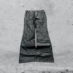 Denim Leather Jeans Bootcut Baggy Fit  (S)