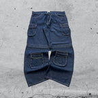 Denim Cargo Baggy Fit Embroidered Patch Dragon (XXL)