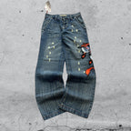 Denim Jeans Embroidered Dragon Baggy Fit (XS)
