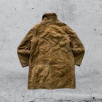 Montone in Vera Pelle di Renna Marrone Lungo con Pelliccia (XL)