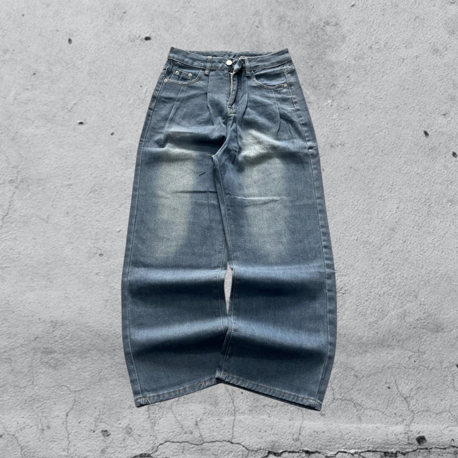 Denim Jeans Washed Blue Baggy Fit (XS)