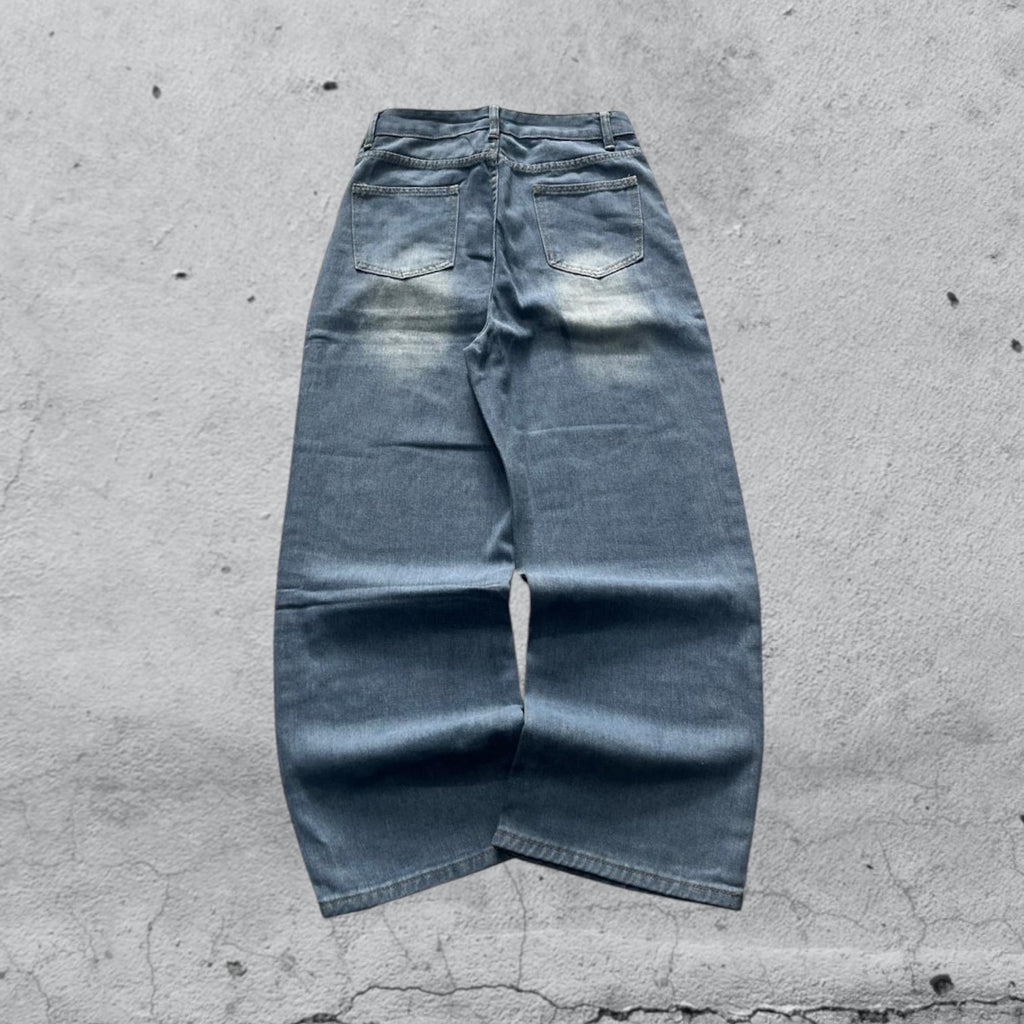 Denim Jeans Washed Blue Baggy Fit (XS)