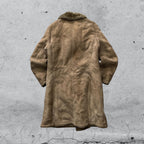 Montone in Vera Pelle di Renna Beige Lungo con Pelliccia (L)