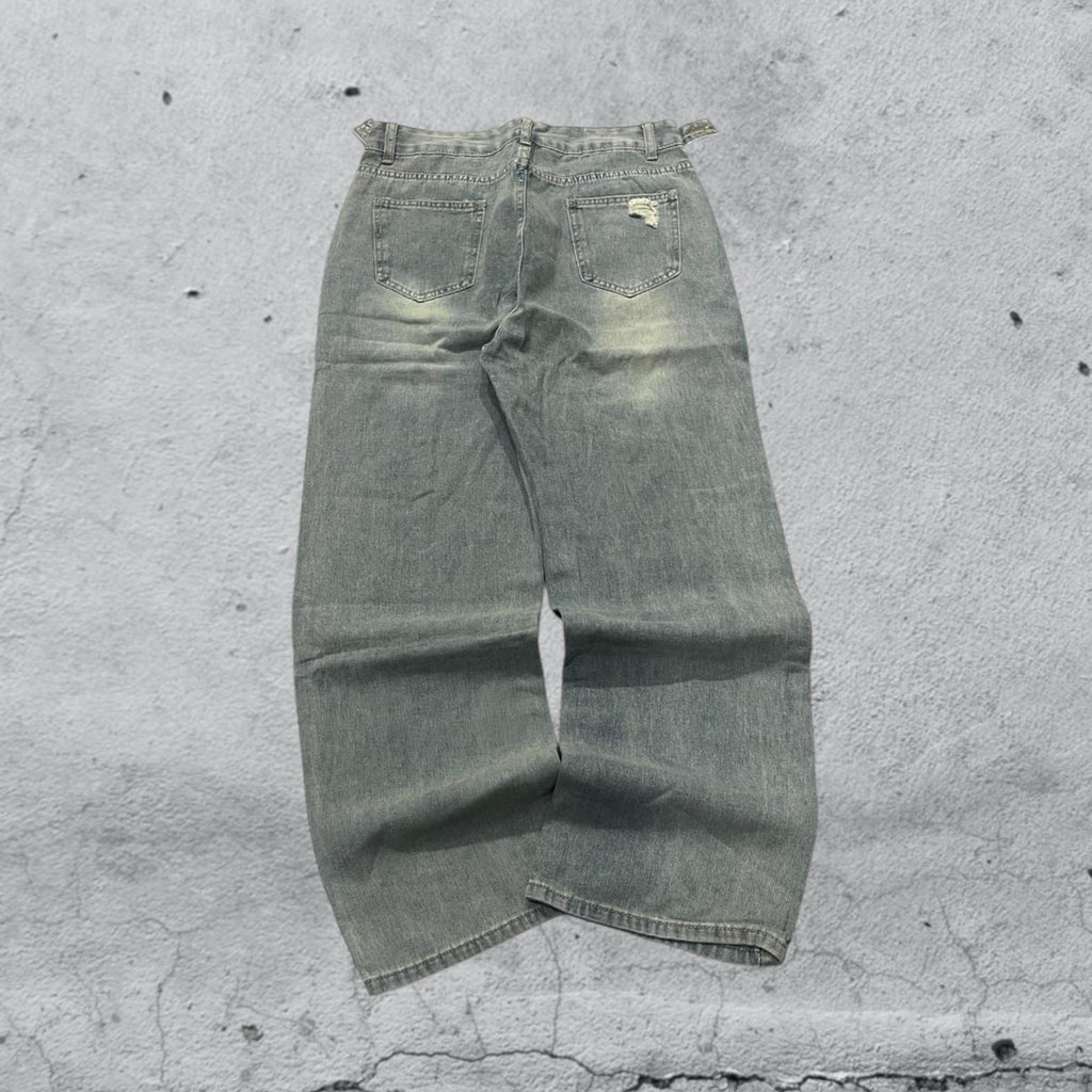Denim Jeans Stone Wash Rotture Baggy Fit (S)