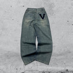Denim Jeans Embroidered "V" Blu Wash (XS)
