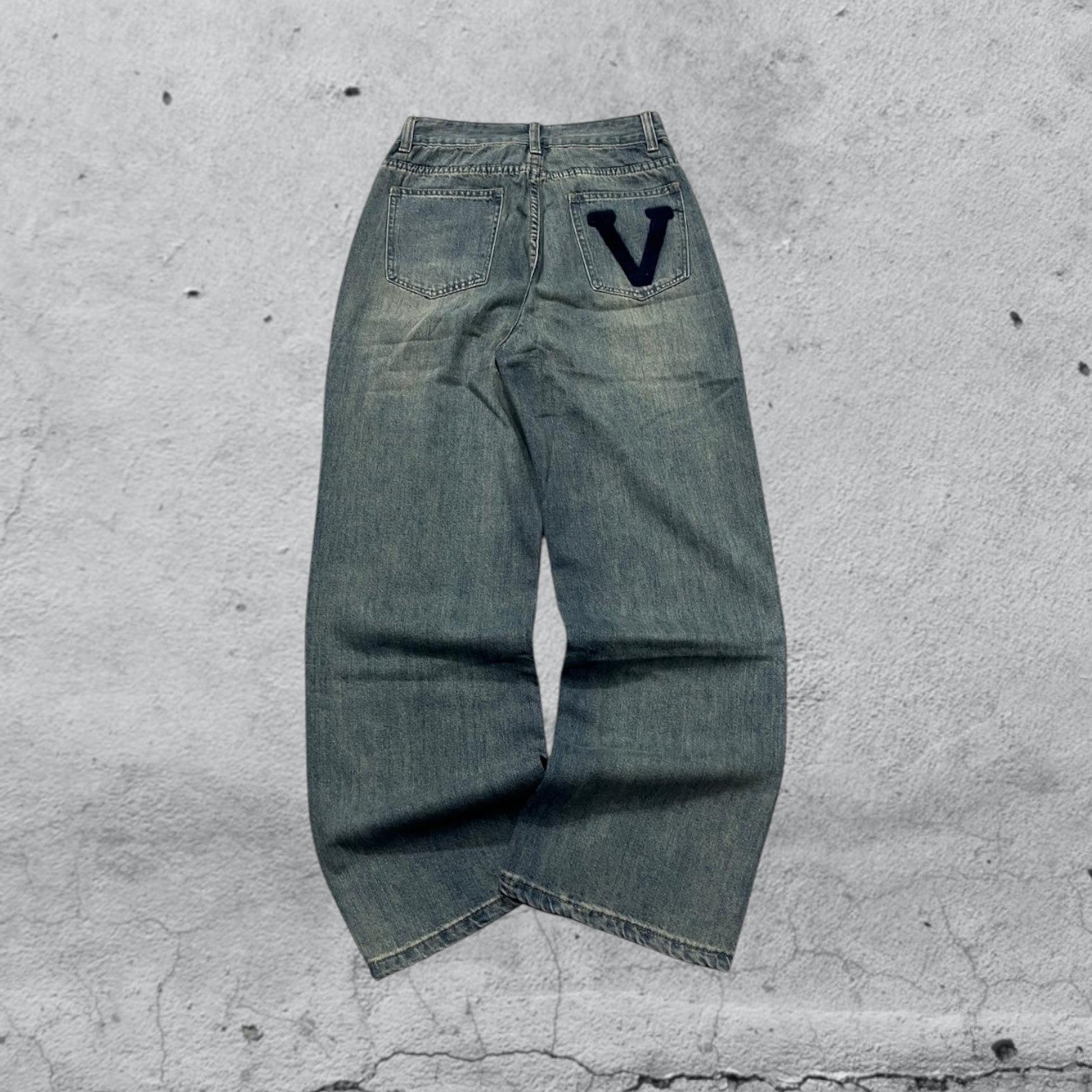 Denim Jeans Embroidered "V" Blu Wash (XS)