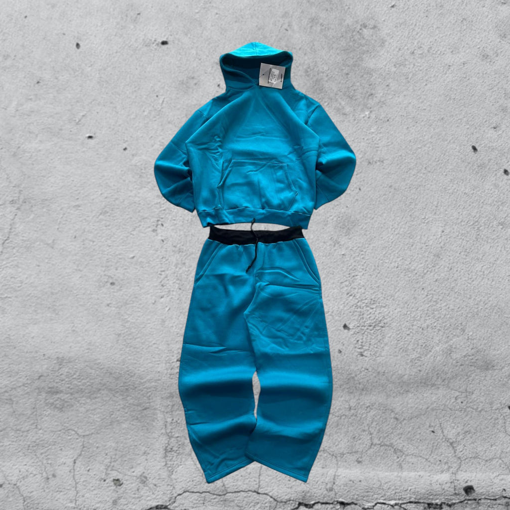 Tuta Completa Blu Cotton TrackSuit Baggy Fit Hoodie (M)