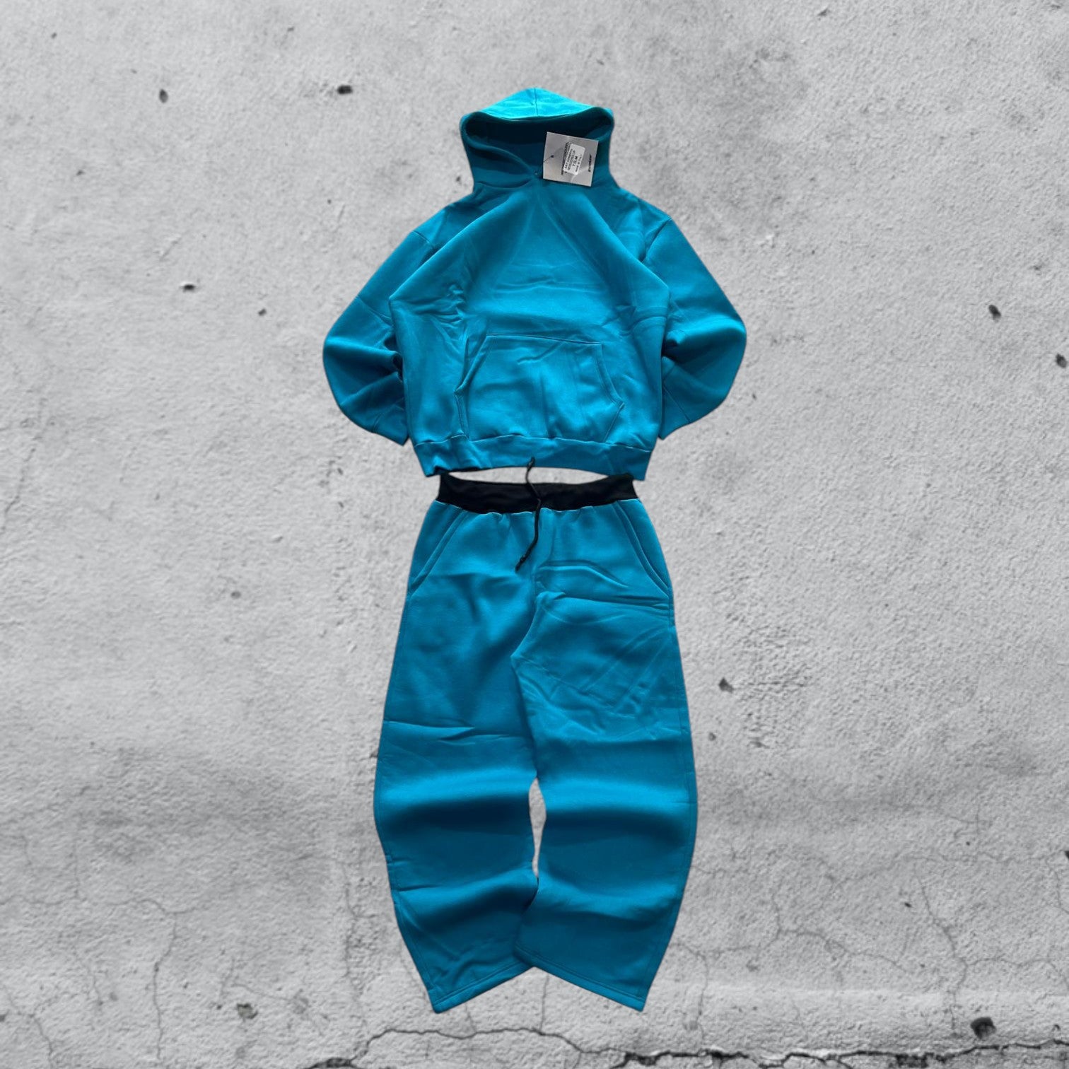 Tuta Completa Blu Cotton TrackSuit Baggy Fit Hoodie (M)