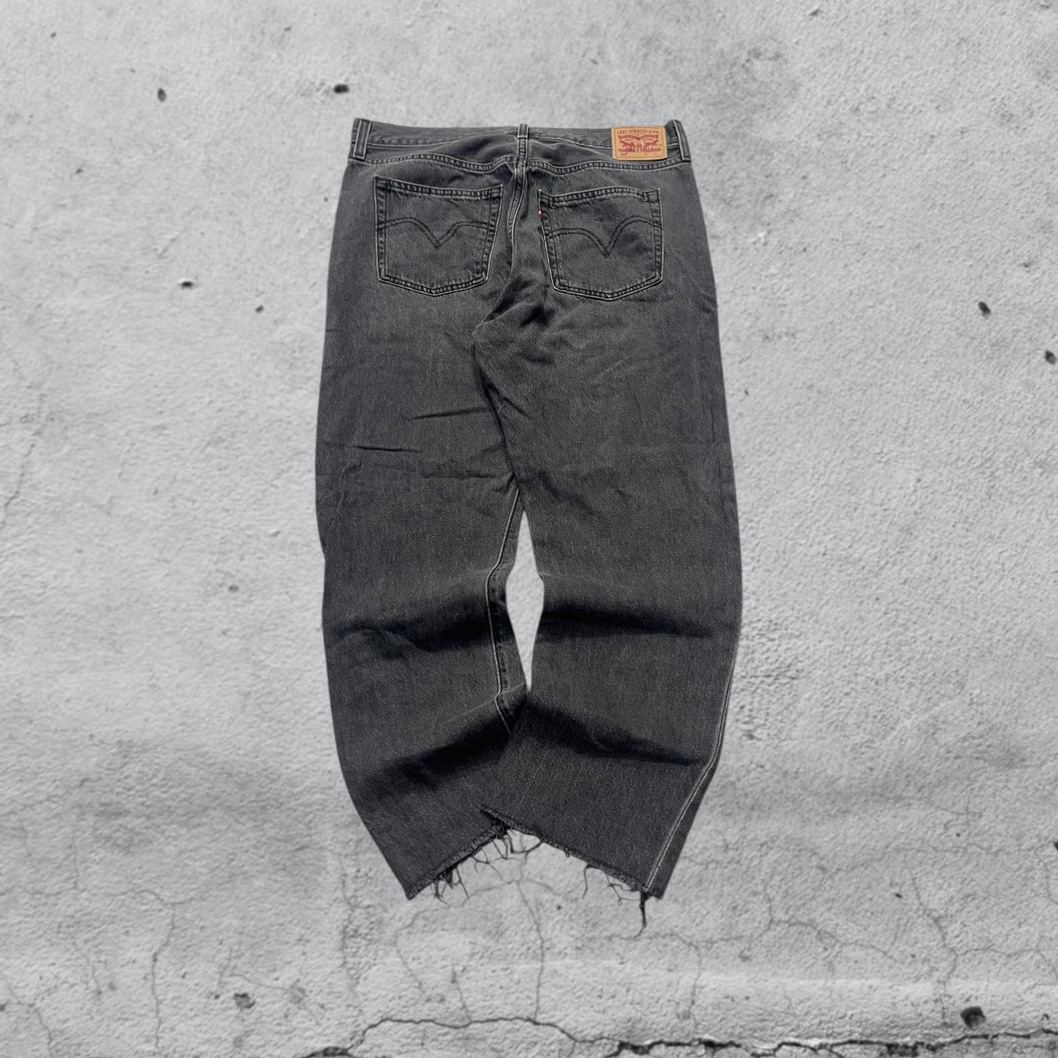 Denim Levis 501 Sfrangiato Grigio W32 L36 Straight Fit (M)