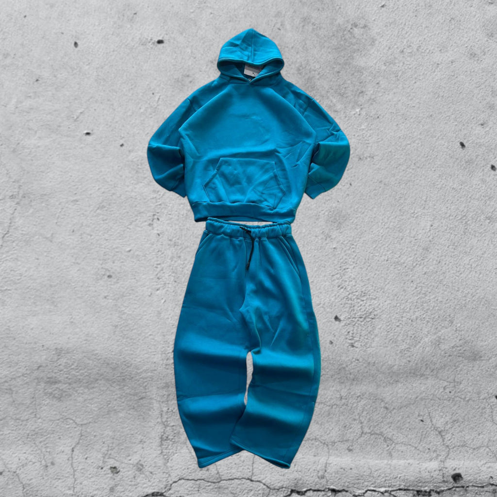 Tuta Completa Blu Cotton TrackSuit Baggy Fit Hoodie (L)