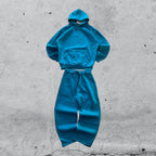 Tuta Completa Blu Cotton TrackSuit Baggy Fit Hoodie (L)