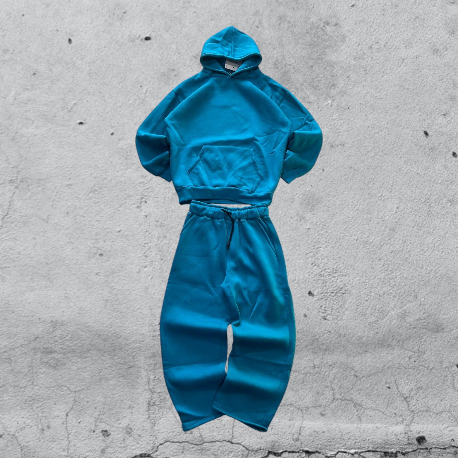 Tuta Completa Blu Cotton TrackSuit Baggy Fit Hoodie (L)