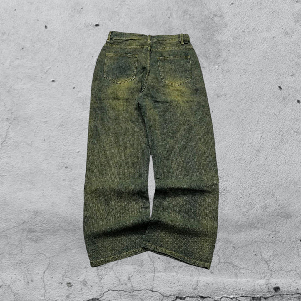 Denim Stone Wash Particular Pattern Baggy Fit (S)