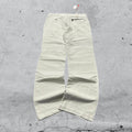 Silk Pants White Baggy Fit Low Waist (M)