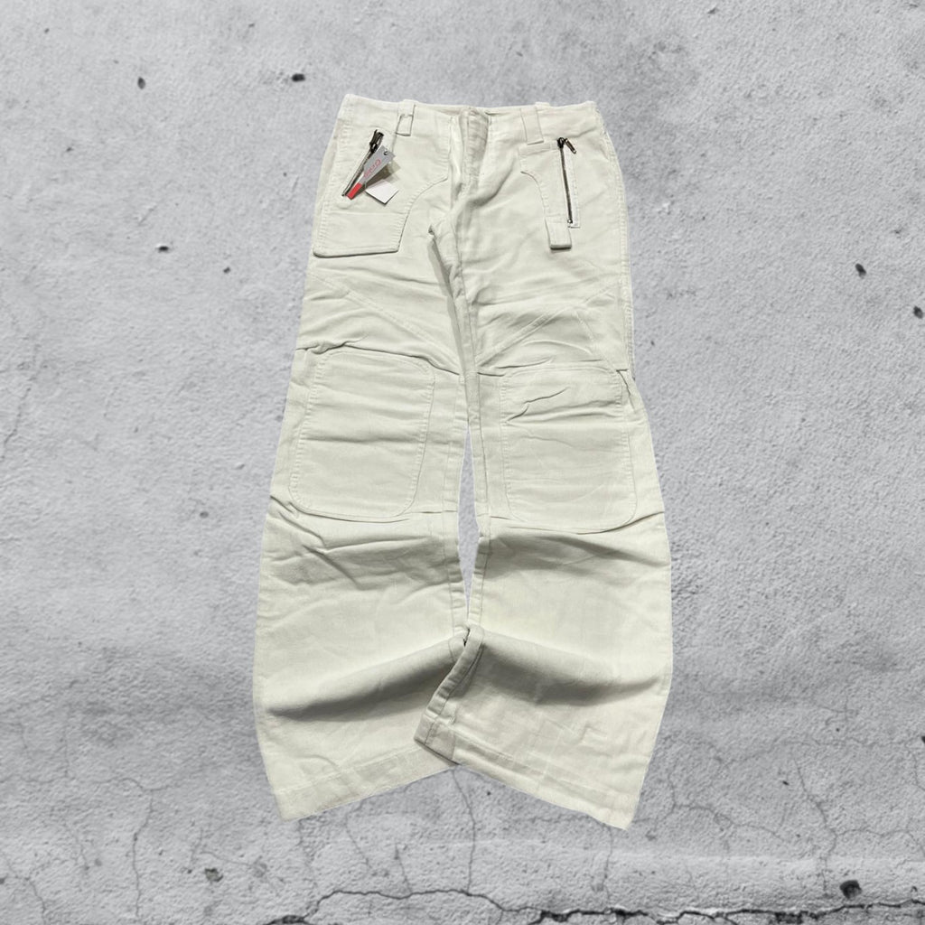 Silk Pants White Baggy Fit Low Waist (M)