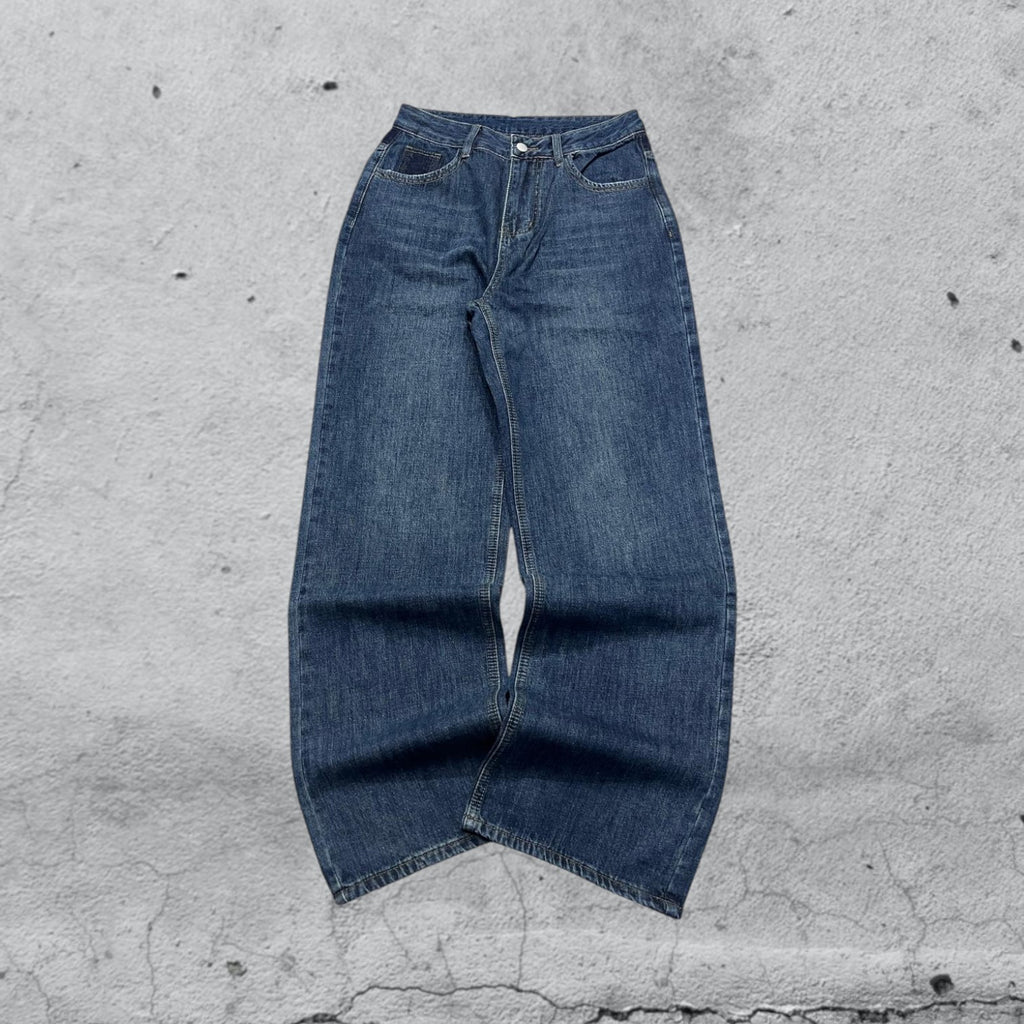 Denim Jeans Particular Embroidered Blu Baggy Fit (XS)