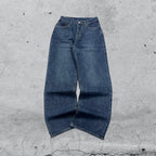 Denim Jeans Particular Embroidered Blu Baggy Fit (XS)