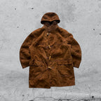 Montone in Vera Pelle di Renna Marrone Lungo Shearling Originale Spagnolo (XL)
