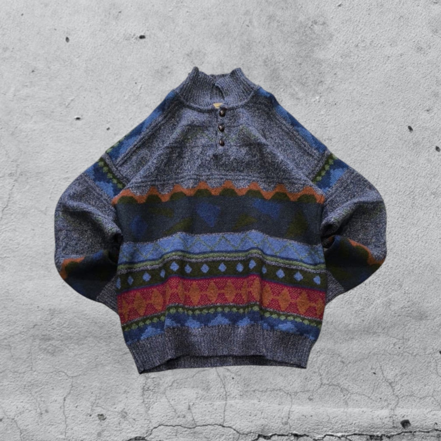 Maglione Vintage Colorato in Lana Vergine (XXL)