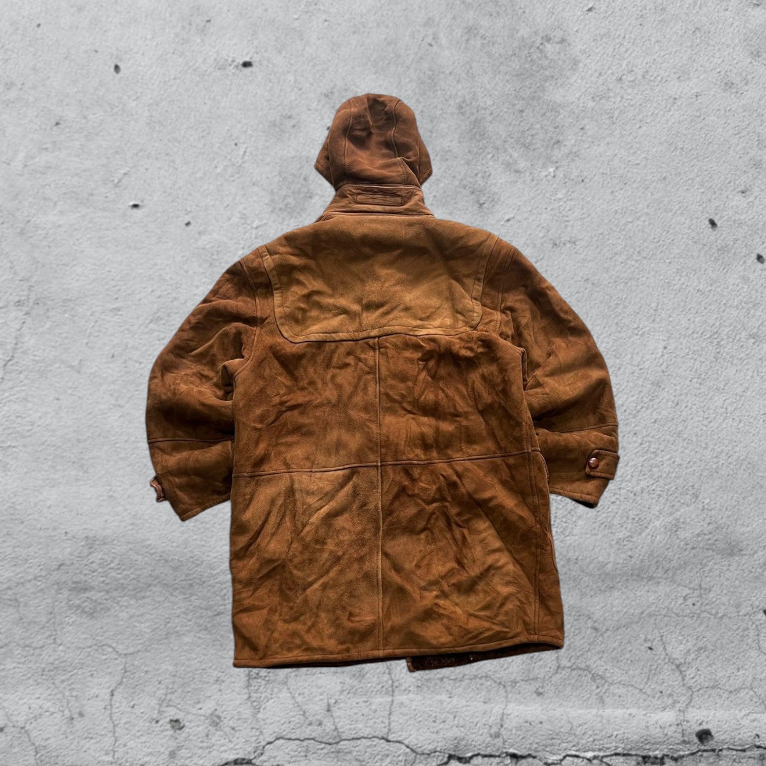 Montone in Vera Pelle di Renna Marrone Lungo Shearling Originale Spagnolo (XL)