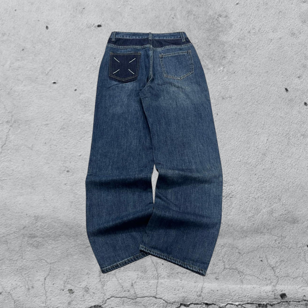 Denim Jeans Particular Embroidered Blu Baggy Fit (XS)