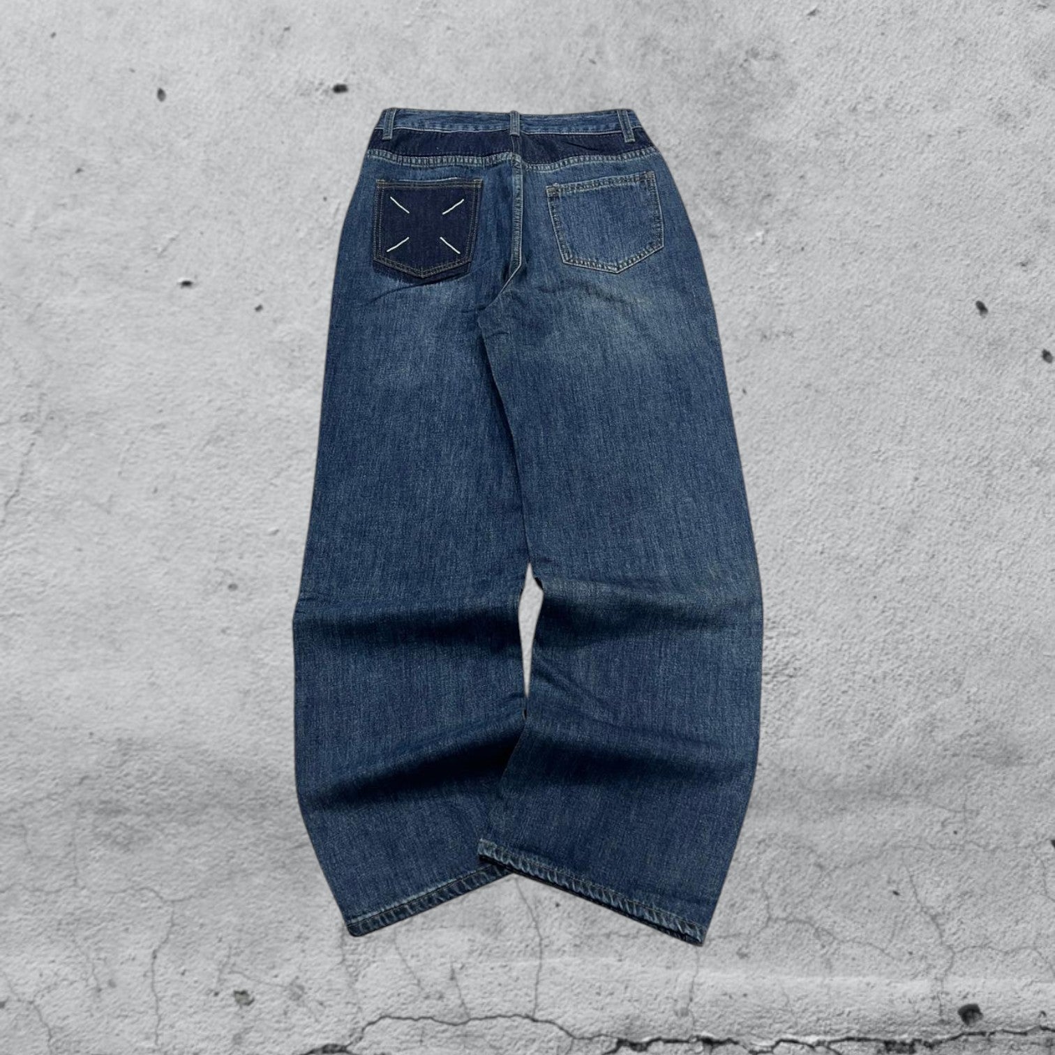 Denim Jeans Particular Embroidered Blu Baggy Fit (XS)