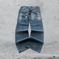 Denim Jeans Baggy Fit Light Blue Washed Embroidered (L)