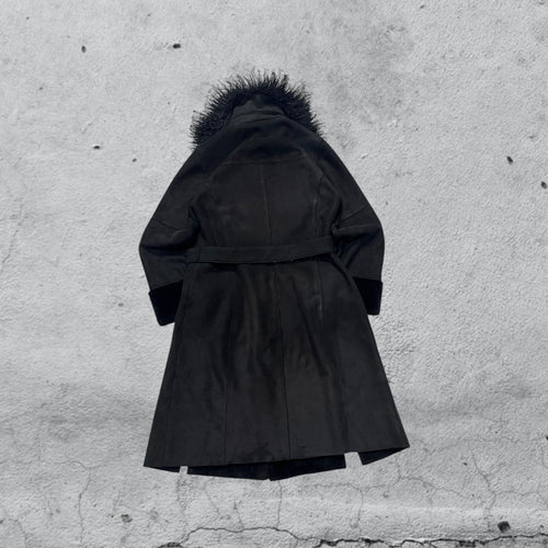 Cappotto Lungo con Pelliccia Pelle Scamosciata (M)
