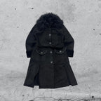 Cappotto Lungo con Pelliccia Pelle Scamosciata (M)