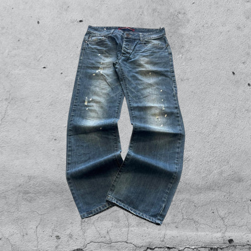 Denim Jeans Baggy Fit Light Blue Washed Embroidered (L)