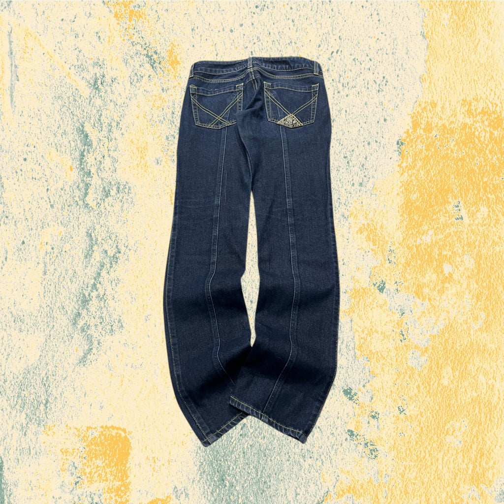 Denim Jeans Roy Rogers Straight Fit Low Waist Blu Embroidered (XS)