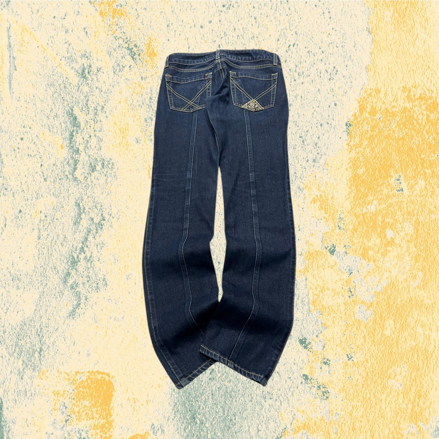 Denim Jeans Roy Rogers Straight Fit Low Waist Blu Embroidered (XS)
