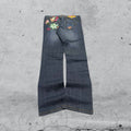 Denim Jeans Washed Embroidered Straight Fit  (S)