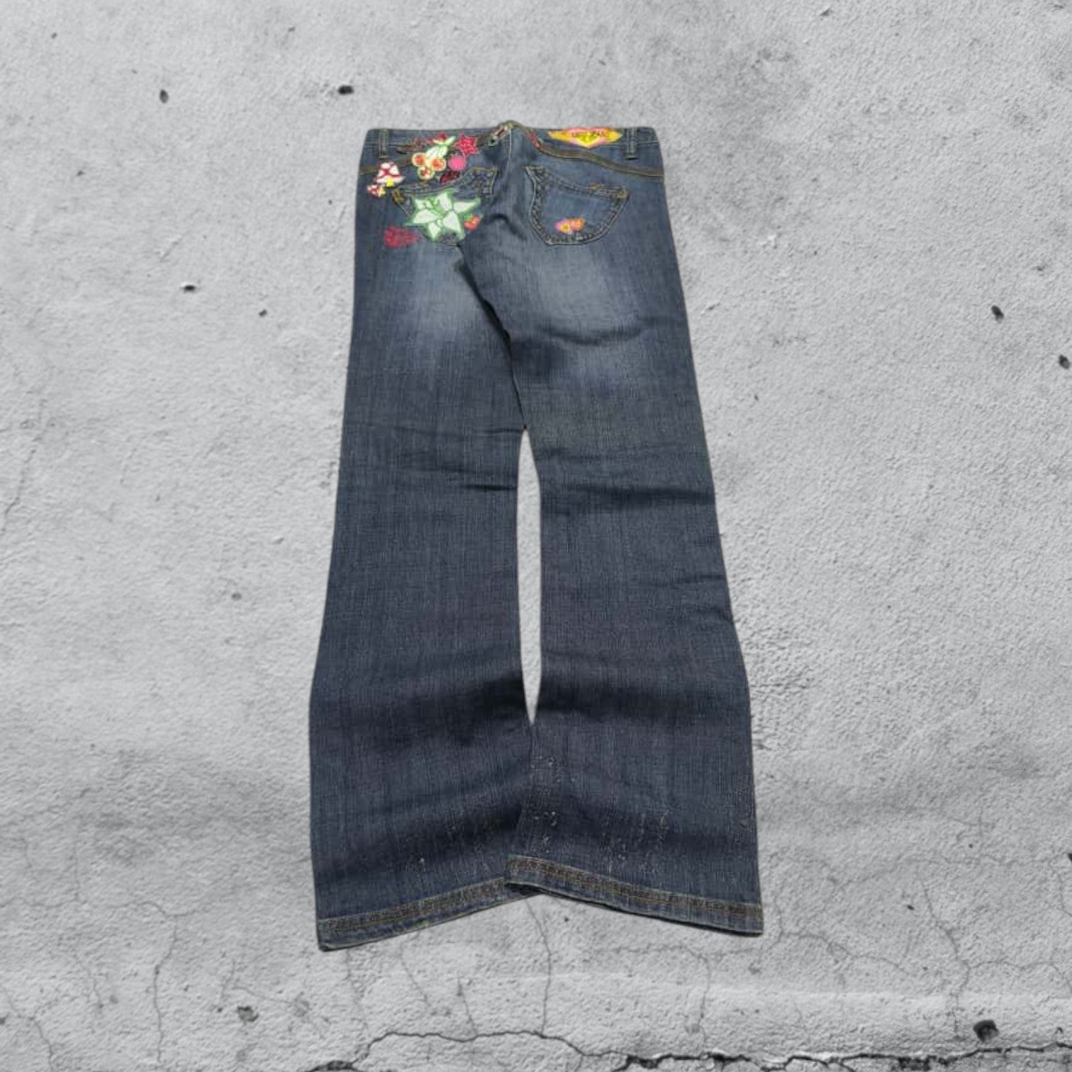 Denim Jeans Washed Embroidered Straight Fit  (S)